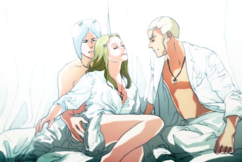enrico pucci, weather report, and perla pucci (jojo no kimyou na bouken and 1 more) drawn by pppuni
