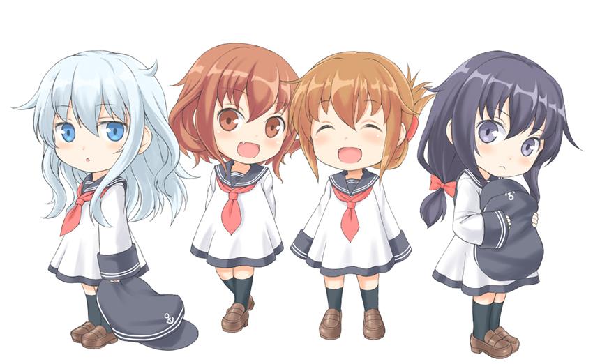 hibiki, inazuma, ikazuchi, and akatsuki (kantai collection) drawn by gale_kawaii