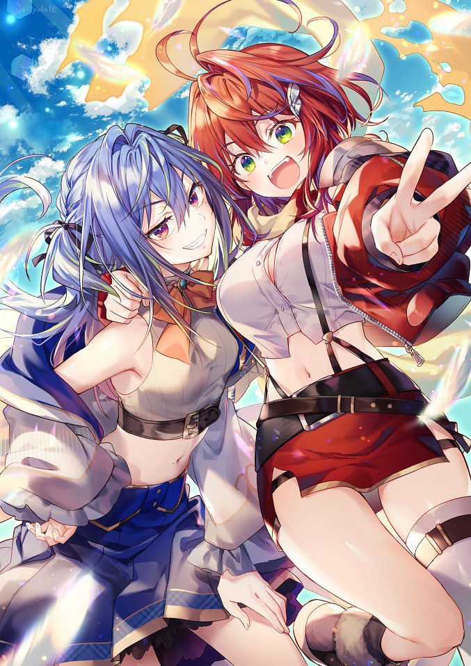 suzumi nemo and akane canna (nanashi inc. and 1 more) drawn by riichu