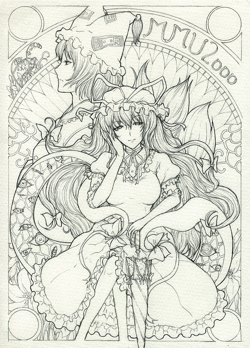 yakumo yukari and yakumo ran (touhou) drawn by mishima_hiroji