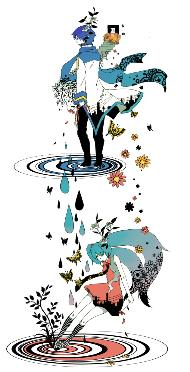 hatsune miku and kaito (vocaloid and 1 more) drawn by u_ko