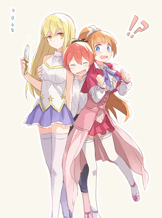 aiz wallenstein, lefiya viridis, and loki (dungeon ni deai wo motomeru no wa machigatteiru darou ka) drawn by makino_(727me727)