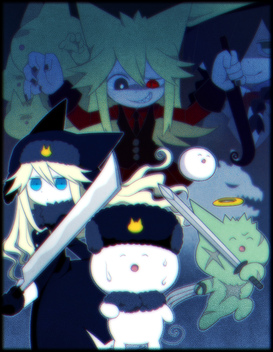 kurai yonaka, moge-ko, defect mogeko, lord prosciutto, mogekov, and 2 more (funamusea and 1 more) drawn by funamusea_(artist)