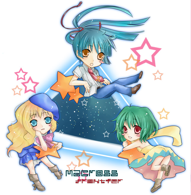 sheryl nome, ranka lee, and saotome alto (macross and 1 more) drawn by uru_(yukirsch)