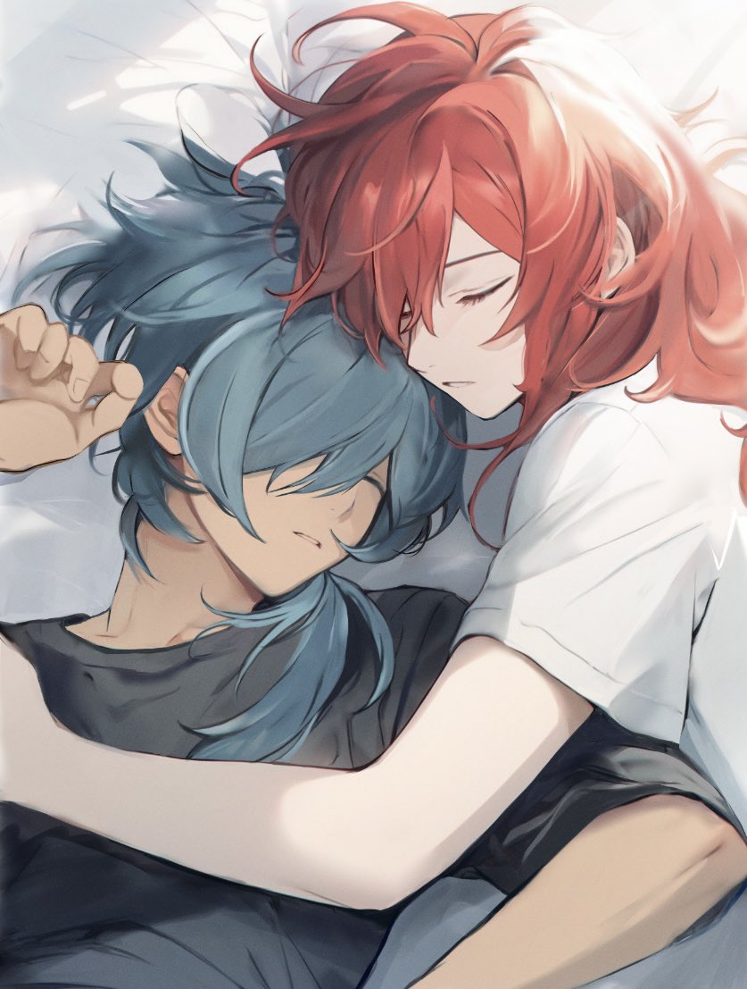 diluc and kaeya (genshin impact) drawn by runpa_run