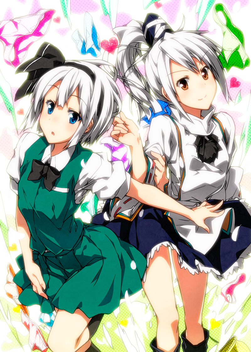 konpaku youmu and mononobe no futo (touhou) drawn by sazanami_mio
