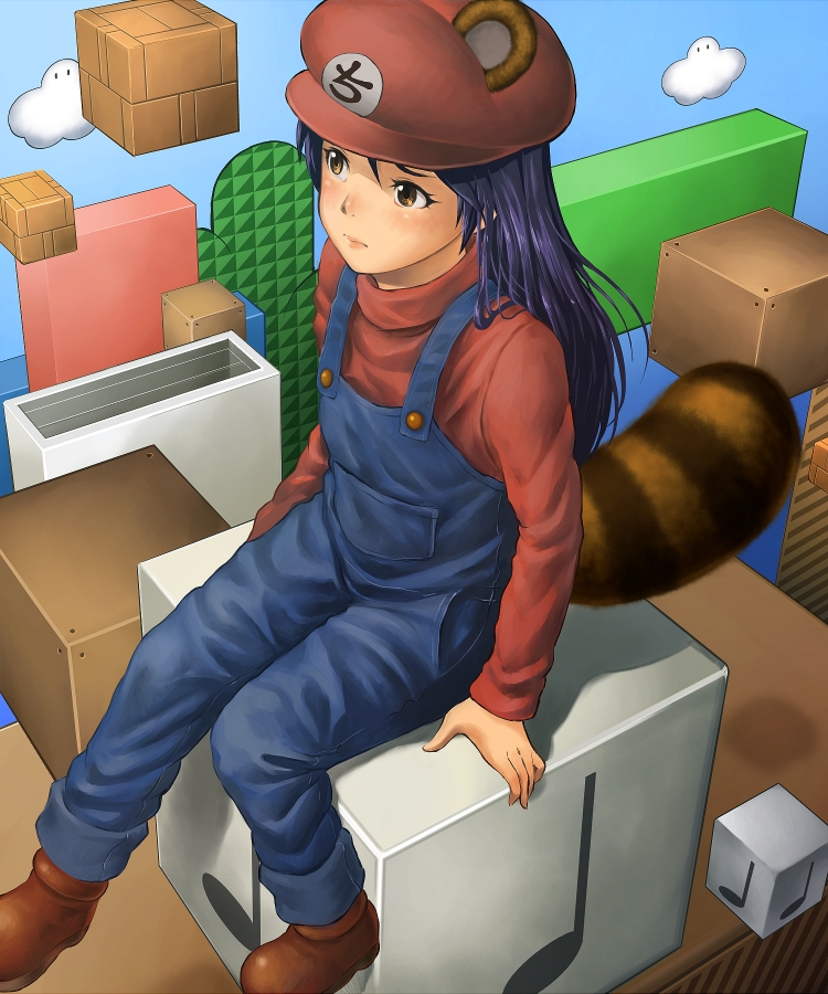 kisaragi chihaya and mario (idolmaster and 2 more) drawn by chiaki_rakutarou