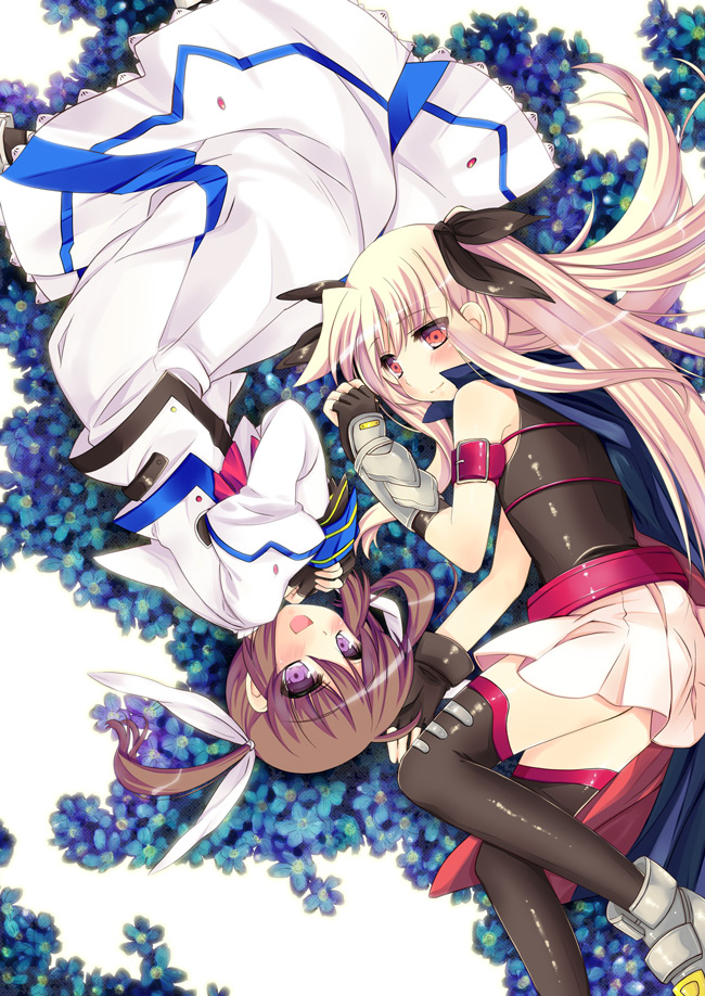 fate testarossa and takamachi nanoha (lyrical nanoha and 2 more) drawn by yu_yu