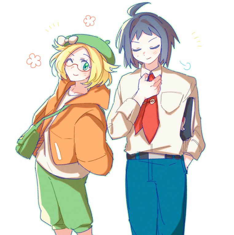 bianca and cheren (pokemon and 1 more) drawn by kong_(6ki3ki)