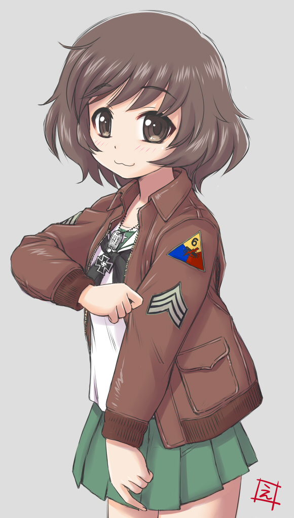 akiyama yukari and cmd don wardaddy collier (girls und panzer and 1 more) drawn by ebifly
