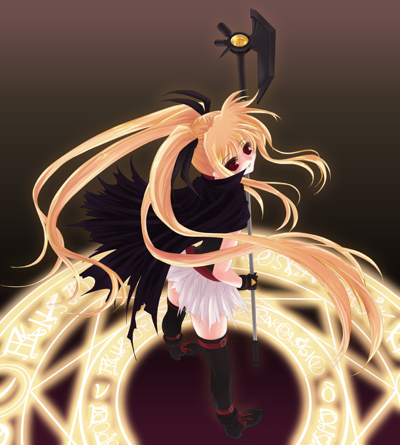 fate testarossa and bardiche (lyrical nanoha and 1 more) drawn by frapowa