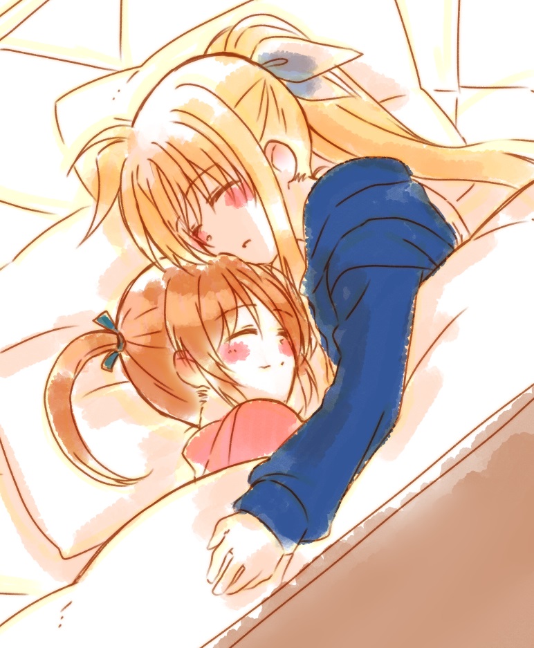 fate testarossa and takamachi nanoha (lyrical nanoha and 2 more) drawn by kohaku_(kohagura)