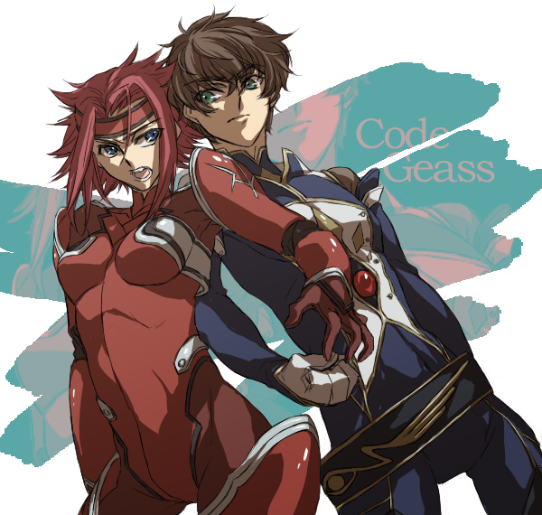 kouzuki kallen and kururugi suzaku (code geass) drawn by honmaguro_(ran)