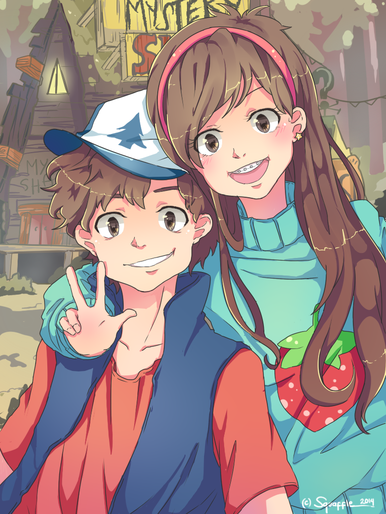 mabel pines and dipper pines (gravity falls) drawn by squaffle1