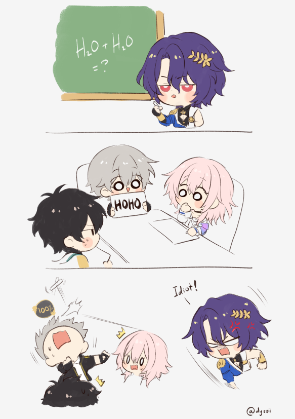 trailblazer, march 7th, caelus, dan heng, and dr. ratio (honkai and 1 more) drawn by reallydyzzii