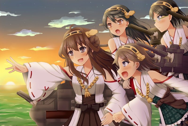 kongou, haruna, hiei, and kirishima (kantai collection) drawn by watarigarasu_no_kakurega