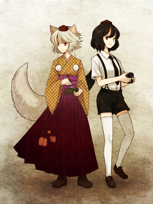 shameimaru aya and inubashiri momiji (touhou) drawn by urin