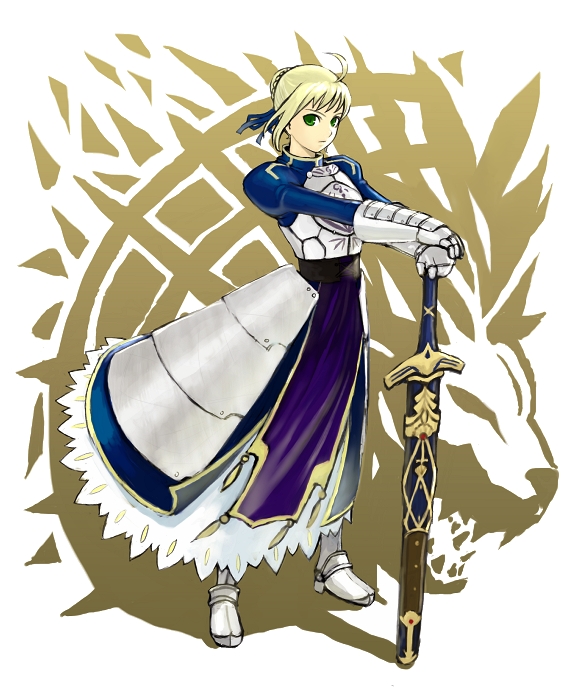 artoria pendragon and saber (fate and 1 more) drawn by k+