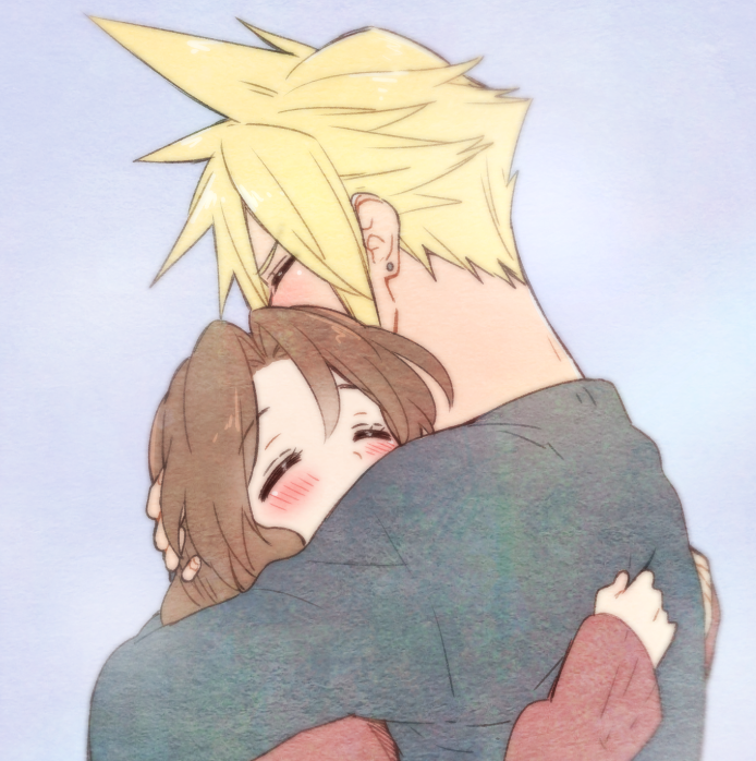 cloud strife and aerith gainsborough (final fantasy and 2 more) drawn by krudears