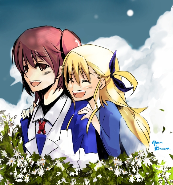takamachi nanoha and vivio (lyrical nanoha and 1 more) drawn by takamachiya