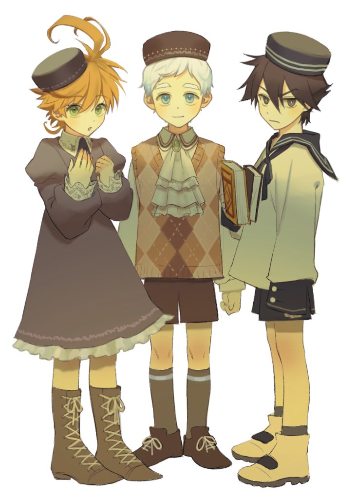 emma, norman, and ray (yakusoku no neverland) drawn by hogu_051