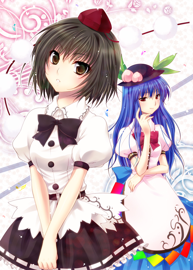 shameimaru aya and hinanawi tenshi (touhou) drawn by yukian