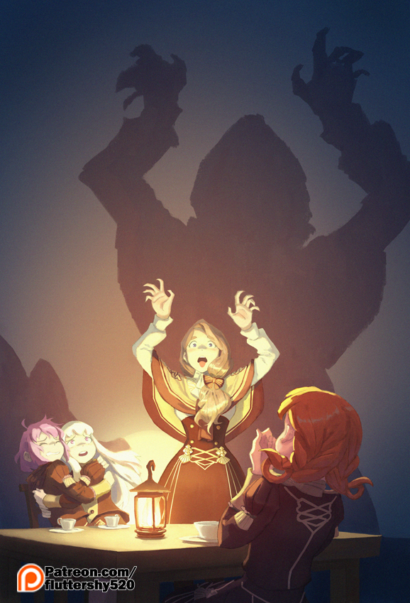 lysithea von ordelia, bernadetta von varley, mercedes von martritz, and annette fantine dominic (fire emblem and 1 more) drawn by green_little