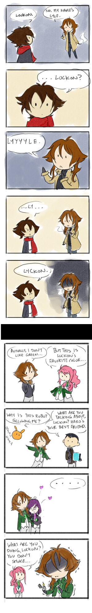 setsuna f. seiei, feldt grace, lockon stratos, and lyle dylandy (gundam and 1 more)