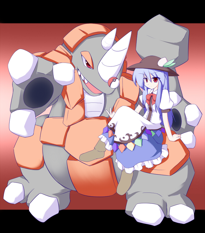 hinanawi tenshi and rhyperior (touhou and 1 more) drawn by miyo_(miyomiyo01)