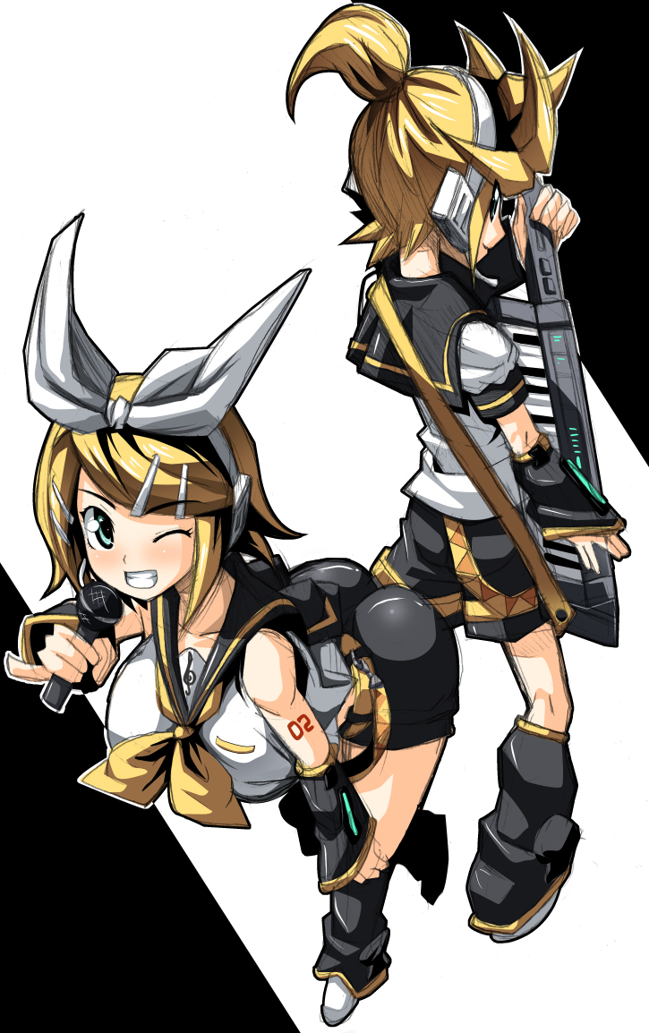 kagamine rin and kagamine len (vocaloid) drawn by kloah