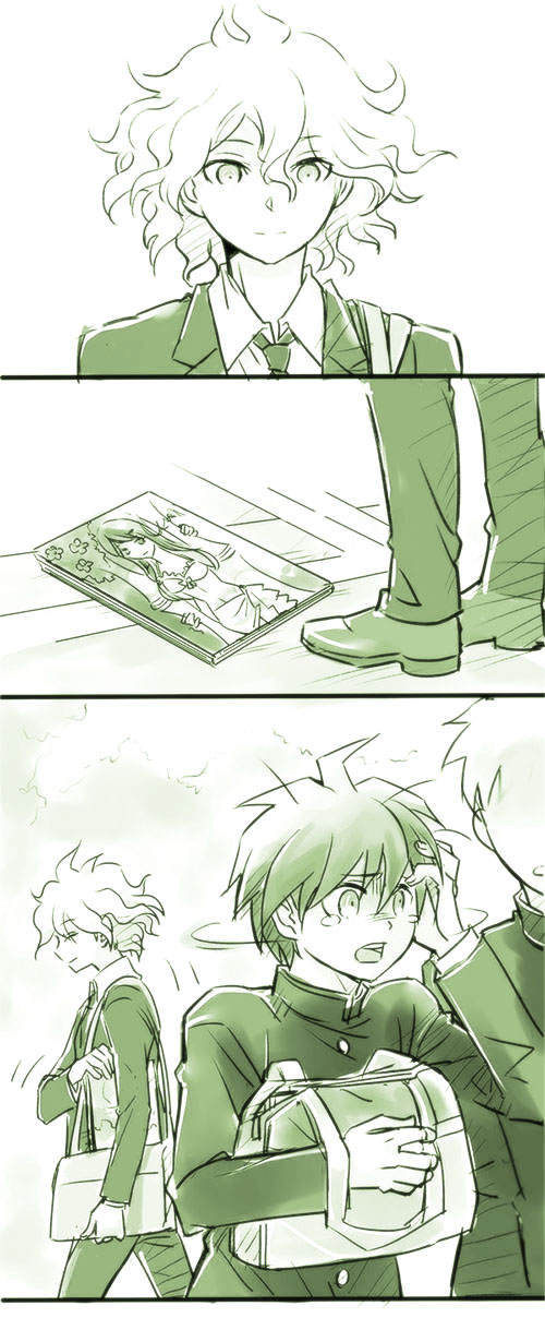 komaeda nagito, naegi makoto, and maizono sayaka (danganronpa and 1 more) drawn by foxc