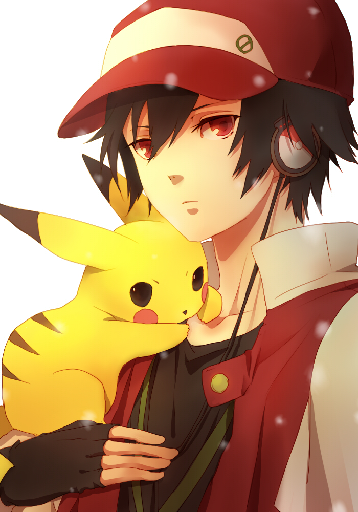 pikachu, red, and pixiv red (pokemon and 1 more) drawn by senano-yu