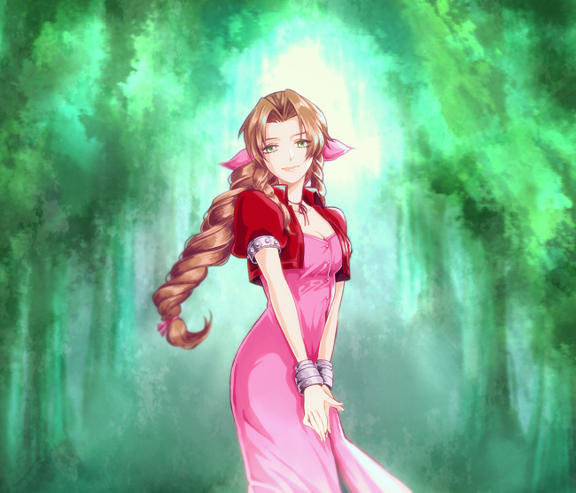 aerith gainsborough (final fantasy and 1 more) drawn by chiru_(sanifani)