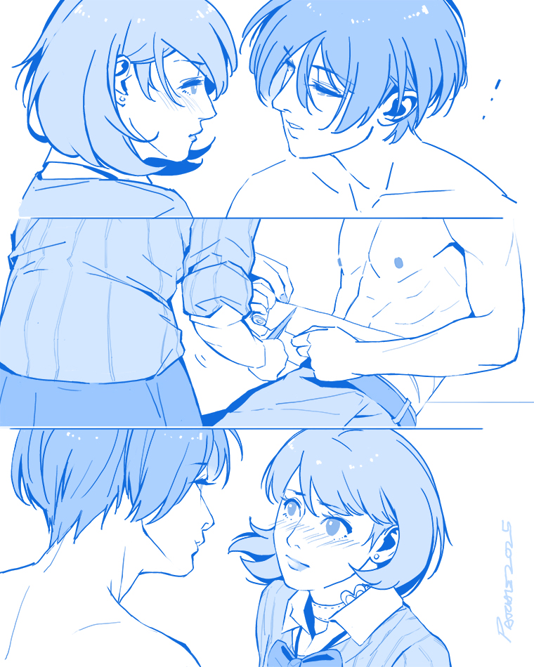 yuuki makoto and takeba yukari (persona and 2 more) drawn by paaaatchieee