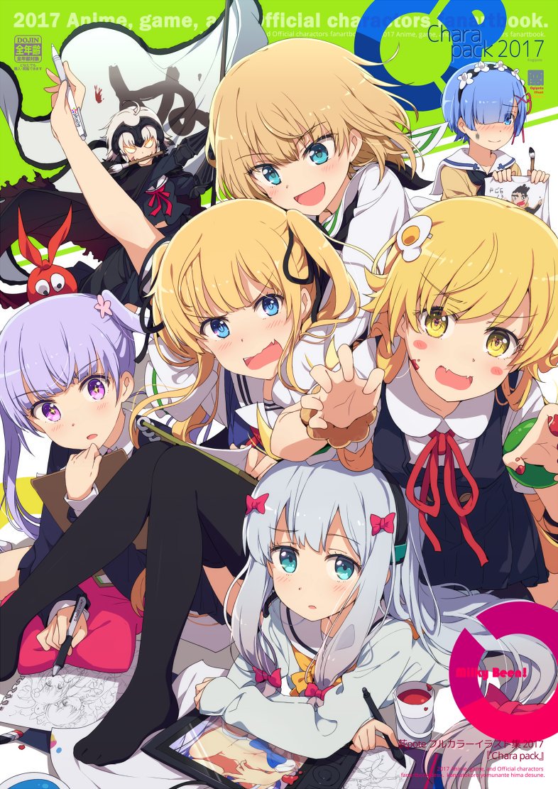 jeanne d'arc alter, rem, oshino shinobu, katyusha, izumi sagiri, and 2 more (fate and 7 more) drawn by ogipote