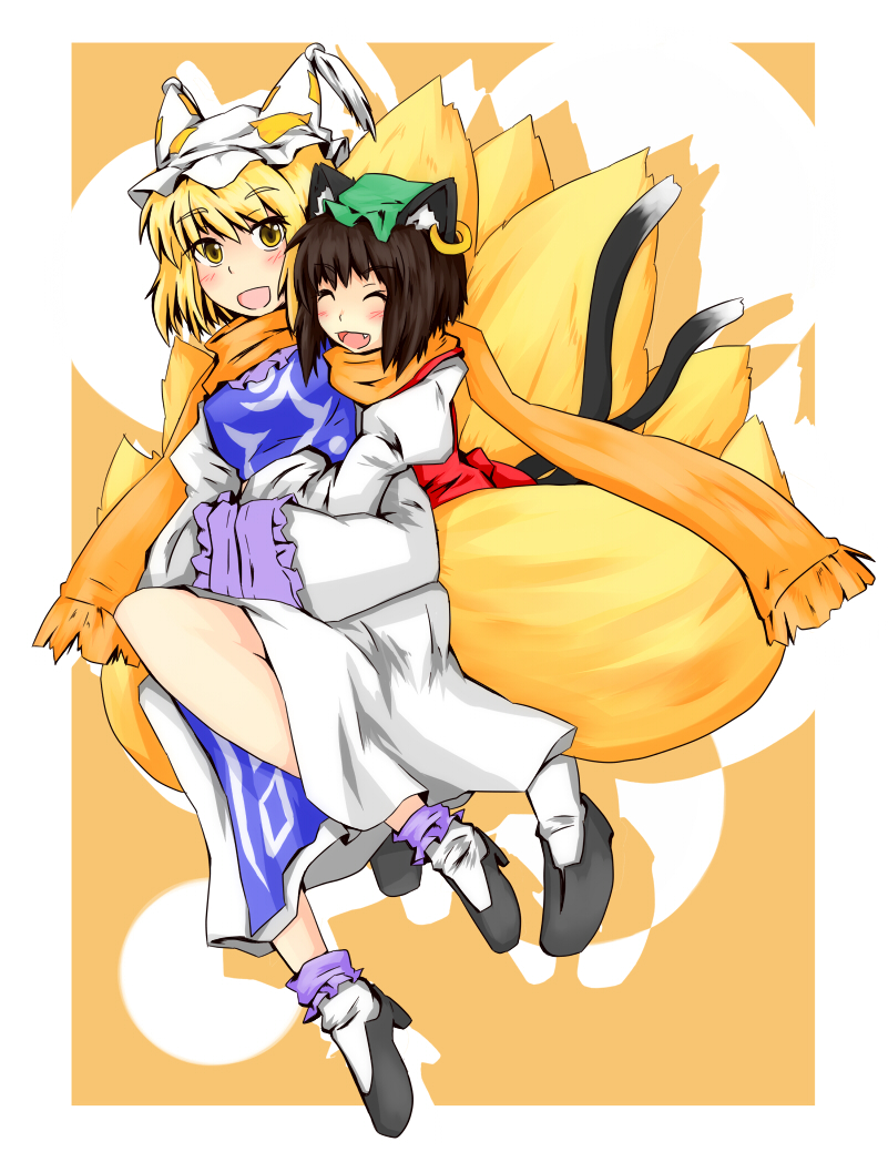 yakumo ran and chen (touhou) drawn by kuroneko_(kuroi-neko)
