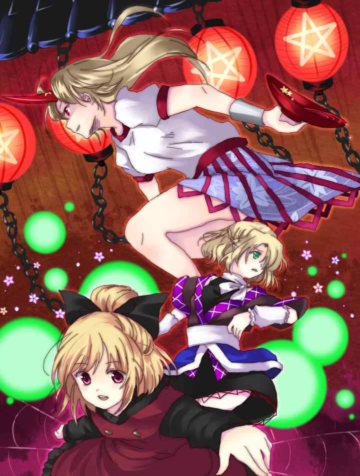 mizuhashi parsee, hoshiguma yuugi, and kurodani yamame (touhou) drawn by yatosaki_haru