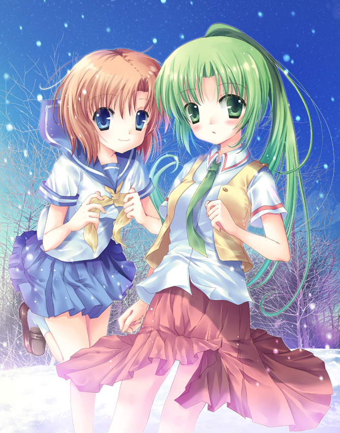 ryuuguu rena and sonozaki mion (higurashi no naku koro ni) drawn by hanahanamaki
