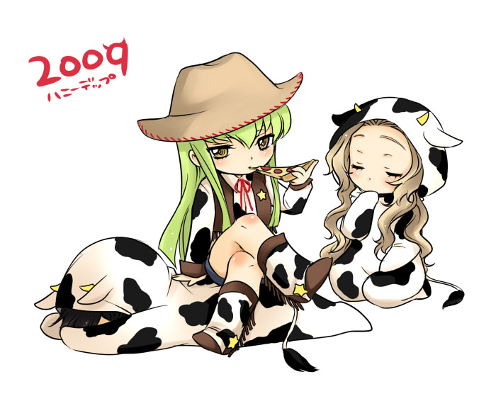 c.c., lelouch vi britannia, and nunnally vi britannia (code geass) drawn by mizunomoto