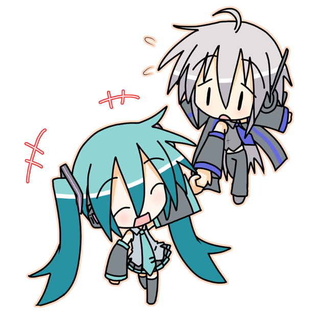 hatsune miku and yowane haku (vocaloid) drawn by minami_(colorful_palette)