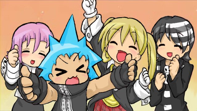 maka albarn, crona, death the kid, and black star (lucky star and 1 more)