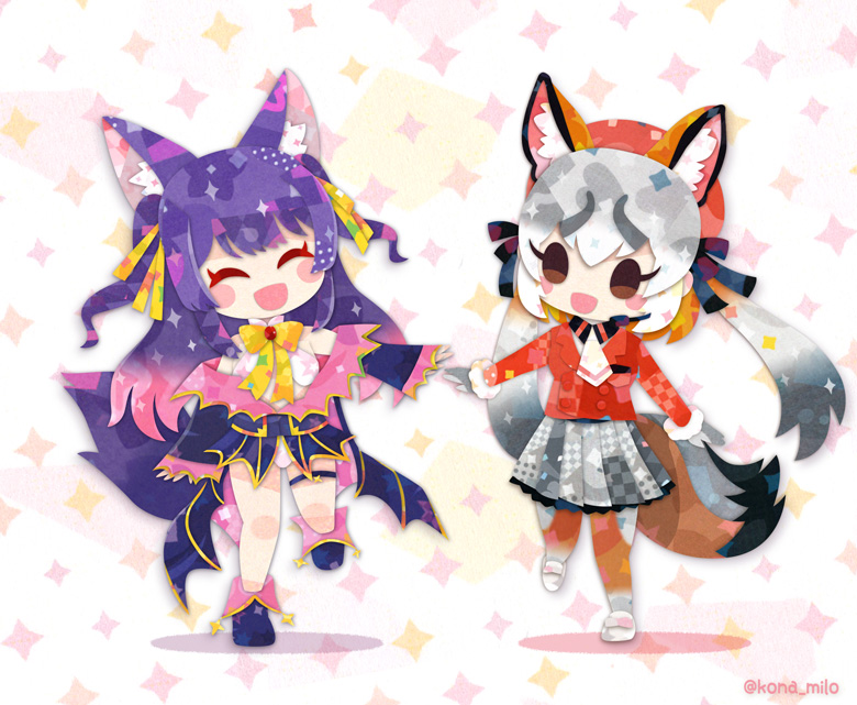 island fox and rurun rururica (kemono friends and 2 more) drawn by kikuchi_milo
