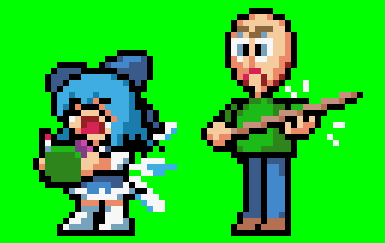 cirno and baldi (touhou and 1 more) drawn by hart_ugougo
