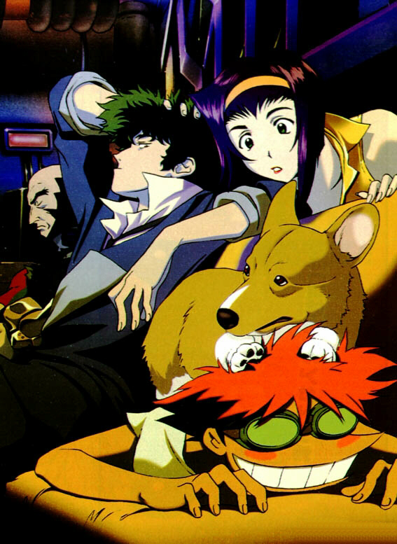 faye valentine, spike spiegel, edward wong hau pepelu tivrusky iv, ein, and jet black (cowboy bebop)