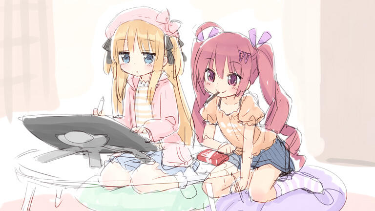 shimotsuki potofu and hazuki watora (original) drawn by kani_biimu