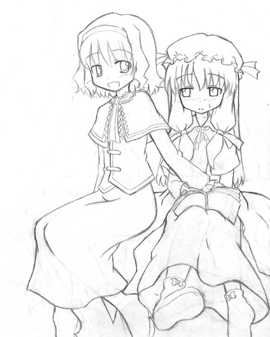 alice margatroid and patchouli knowledge (touhou) drawn by kitaharado