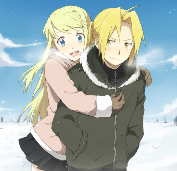 edward elric and winry rockbell (fullmetal alchemist) drawn by riru
