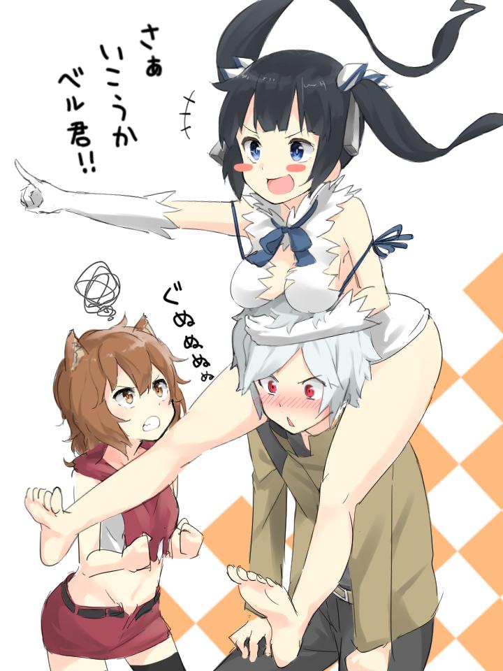hestia, bell cranel, and liliruca arde (dungeon ni deai wo motomeru no wa machigatteiru darou ka) drawn by max_melon