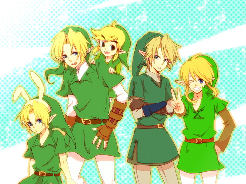 link, toon link, and young link (the legend of zelda and 3 more) drawn by kuro_(w1221)