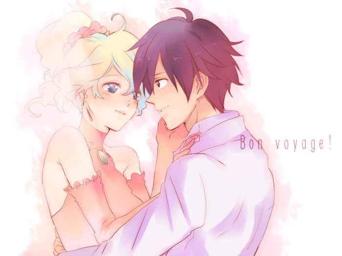 nia teppelin and simon (tengen toppa gurren lagann) drawn by kiui